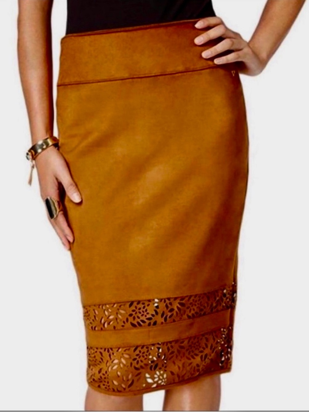 Thalia Sodi Faux Suede Pencil Skirt